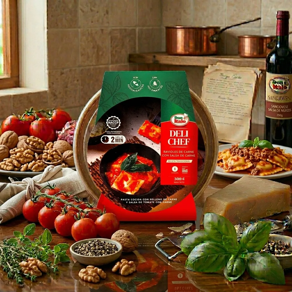 Ravioles de carne con salsa de carne 300 gr.